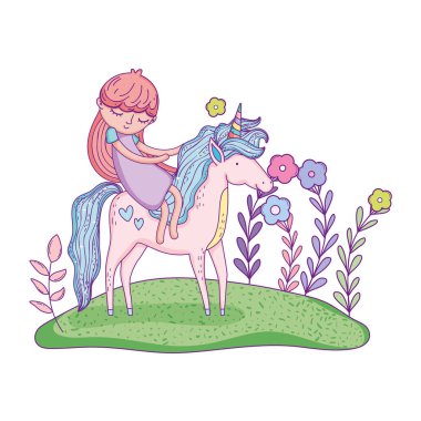 manzara Prenses ile güzel küçük Unicorn
