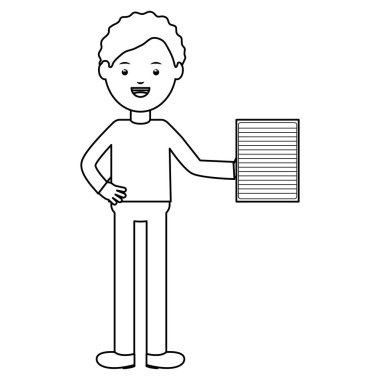 Sac kağıt ile genç erkek öğretmen