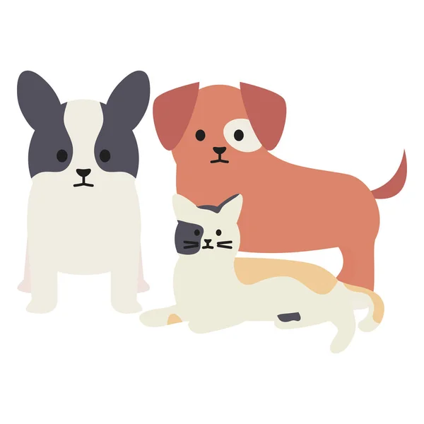 Malý pes a kočka ozdobní figurky — Stockový vektor