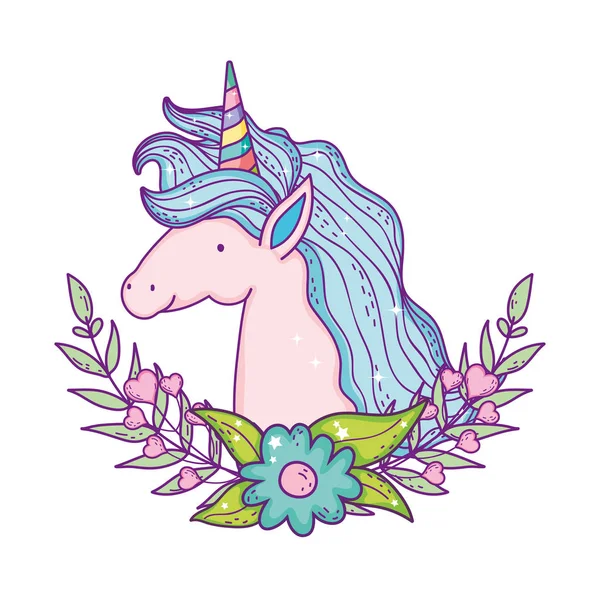 Beautiful little unicorn head character — Stock Vector
