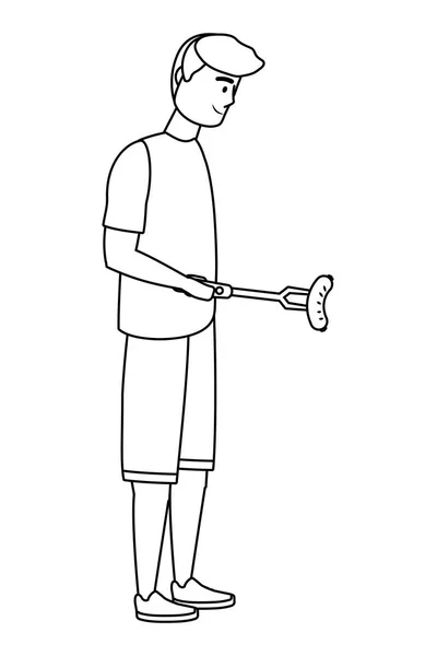 ピクニックデザインを持つ男の漫画 — ストックベクタ