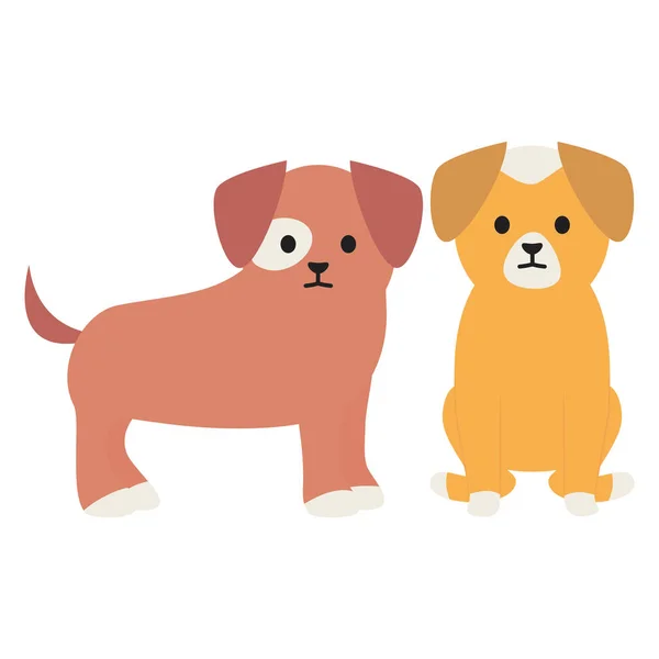 Küçük köpekler adorables masbebek karakterleri — Stok Vektör