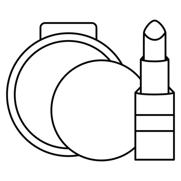 Läppstift och rouge pulver smink ritning — Stock vektor