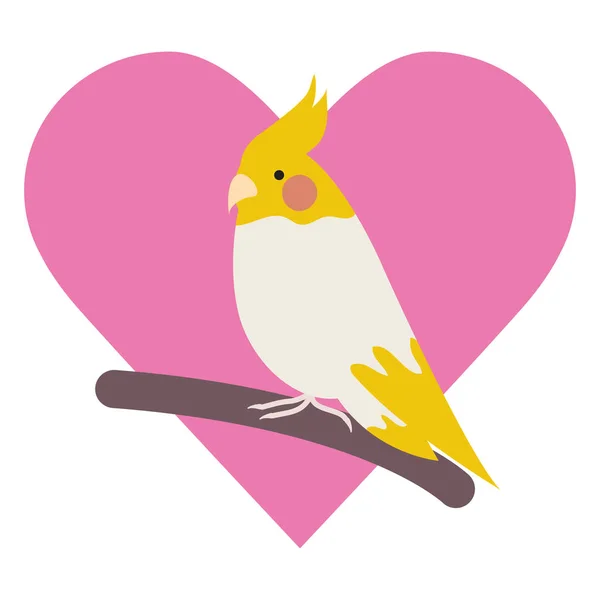 Mignon petit oiseau adorable mascotte avec coeur — Image vectorielle