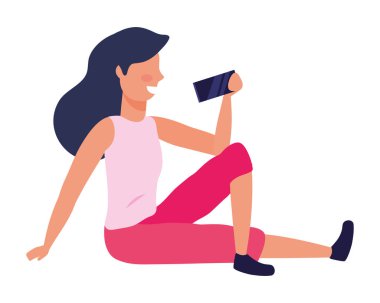 Akıllı telefon tasarımı vektör illüstrasyon ile kadın