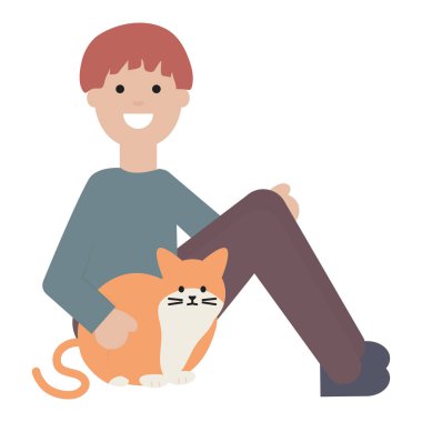 sevimli kedi maskot ile genç adam