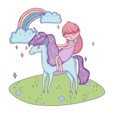 manzara Prenses ile güzel küçük Unicorn