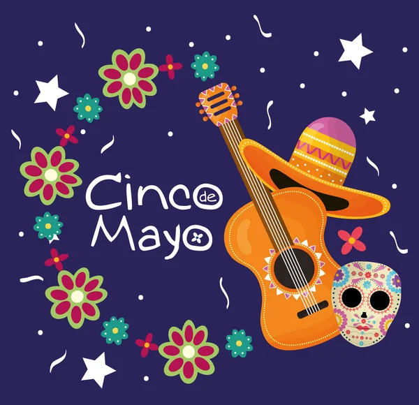 gitar ile Cinco de Mayo kutlama kartı