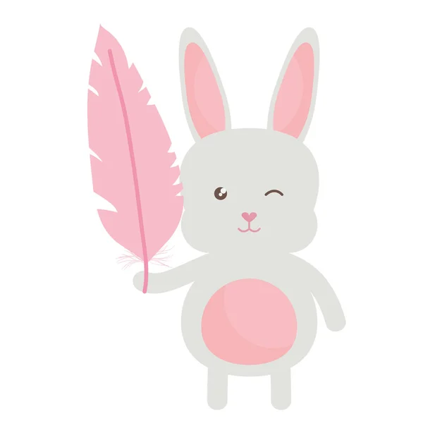 Sevimli küçük tavşan kaldırma tüy karakter — Stok Vektör