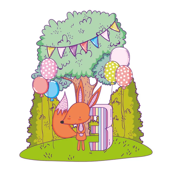 manzara balonlar helyum ile sevimli ve küçük tilki