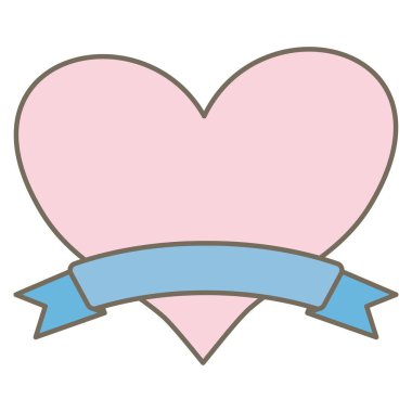 kalp şerit çerçevesi ile dekoratif aşk