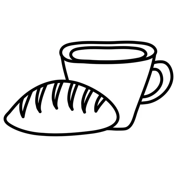 Bevanda tazza di caffè con pane — Vettoriale Stock