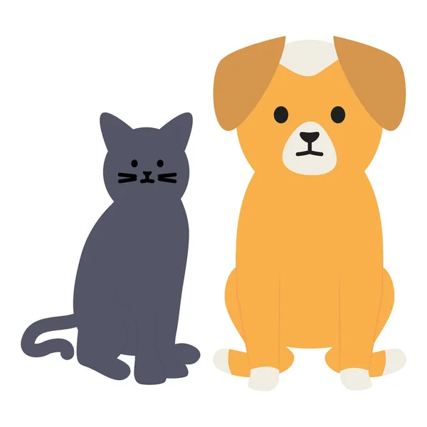 Mignon chat et chien mascottes adorables personnages — Image vectorielle