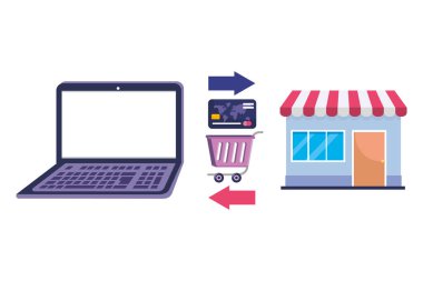 Alışveriş online simge tasarım vektör illüstrasyon