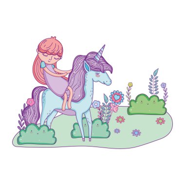 manzara Prenses ile güzel küçük Unicorn