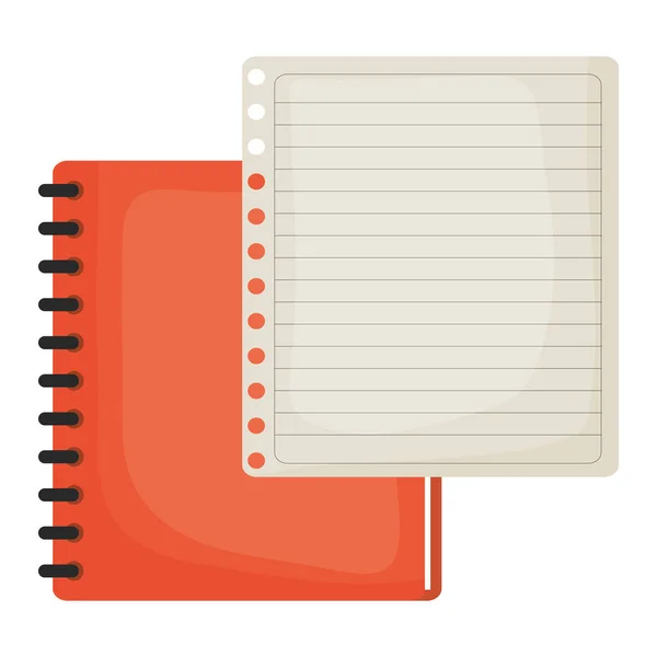 Notebook school aanbod met blad — Stockvector
