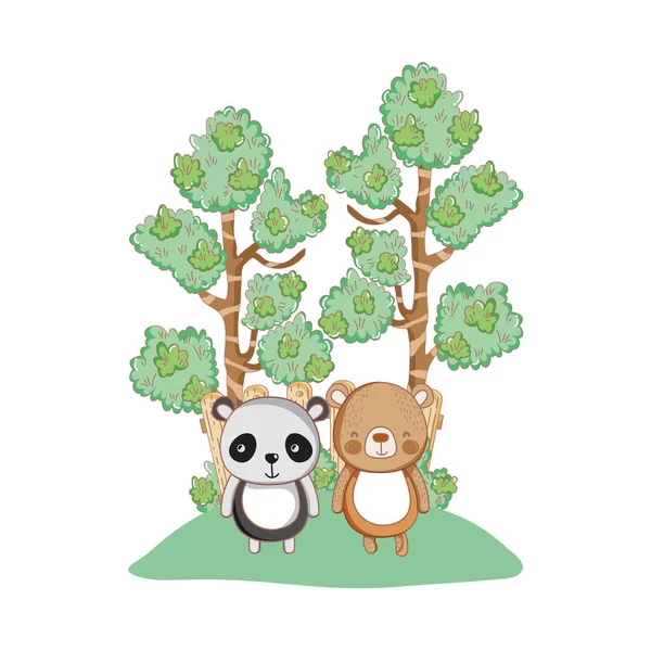 Cute Panda niedźwiedź w ogrodzie — Wektor stockowy