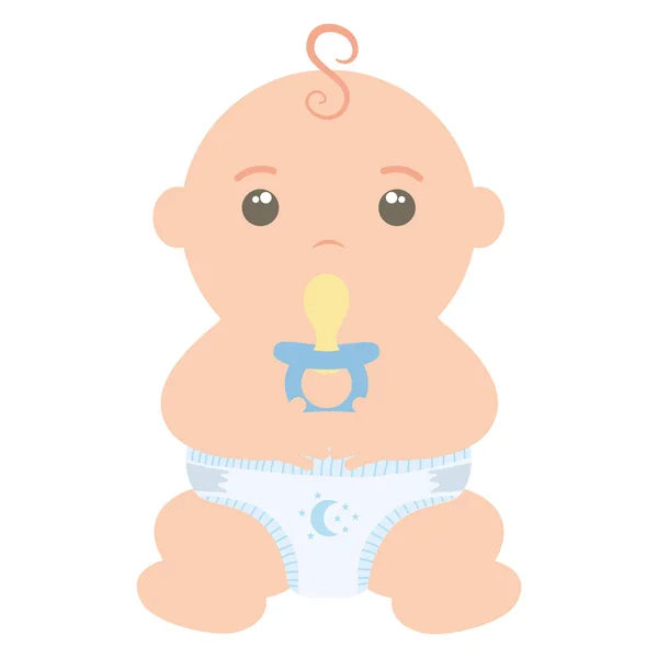 Cute little baby boy with pacifier — Stock Vector