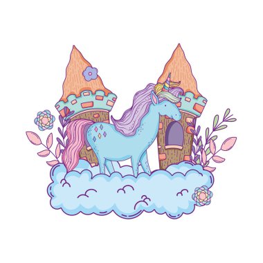 bulutlar kale ile güzel küçük Unicorn