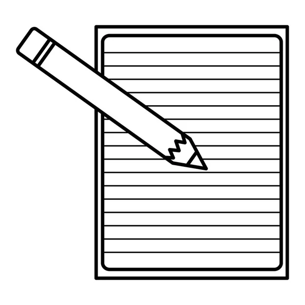 Folha de papel de caderno com lápis —  Vetores de Stock