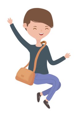 Genç çocuk karikatür tasarım vector Illustrator