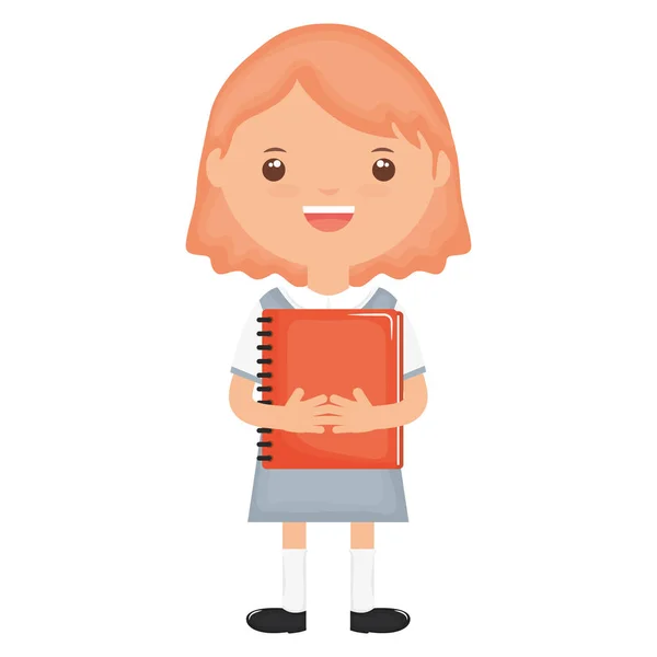 Cute Little student Girl z notebookiem — Wektor stockowy