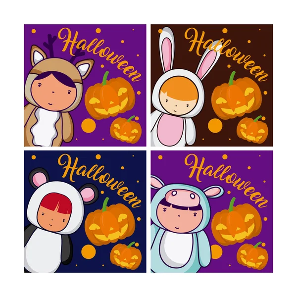Conjunto de cartões de Halloween — Vetor de Stock