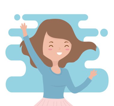 Mutlu genç kadın karakteri kutluyor