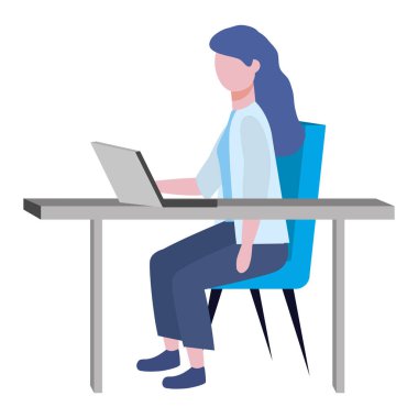 İş kadını avatar karikatür tasarım vector Illustrator