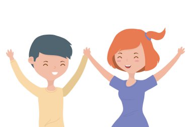 Genç çocuk ve kız karikatür tasarım