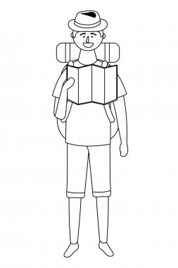 Çanta tasarımı ile turist çocuk karikatür