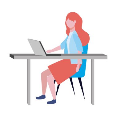 İş kadını avatar karikatür tasarım vector Illustrator