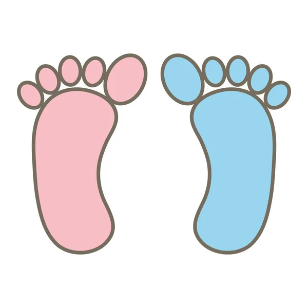 Baby-Fußabdrücke dekorative Symbole — Stockvektor