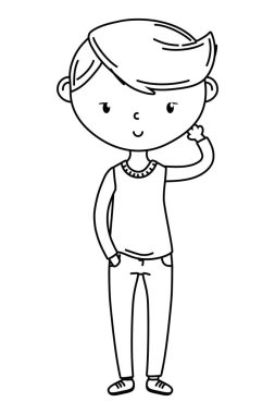 Genç çocuk karikatür tasarım vector Illustrator