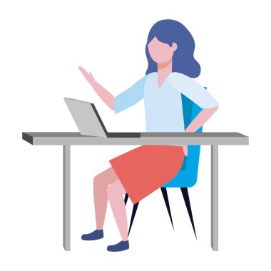 İş kadını avatar karikatür tasarım vector Illustrator