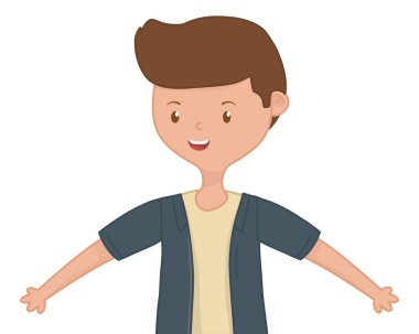 İzole genç çocuk karikatür tasarım