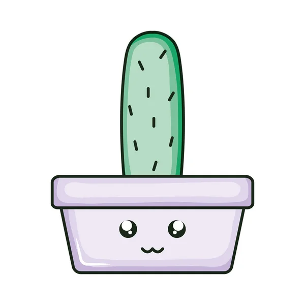Cactu plante en pot kawaii caractère — Image vectorielle