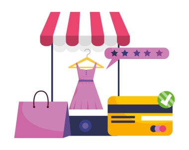 Akıllı telefon ve mağaza simge tasarım vektör illüstrasyon