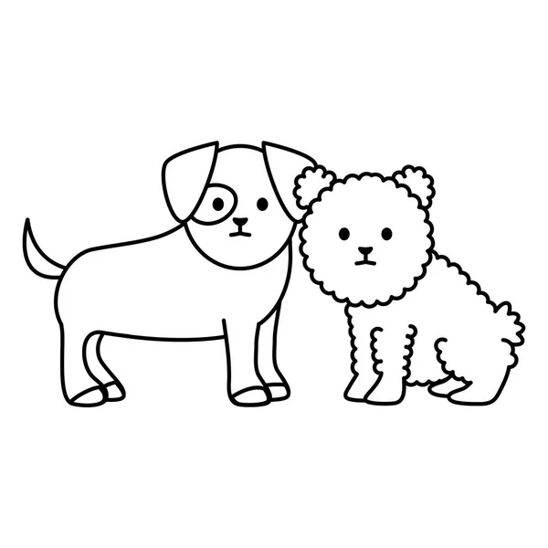 Petits chiens adorables mascottes personnages — Image vectorielle