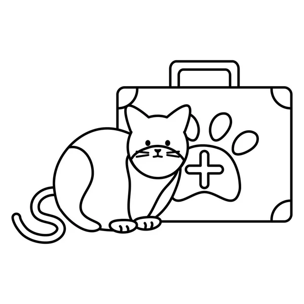 可爱的猫吉祥物与医疗包 — 图库矢量图片
