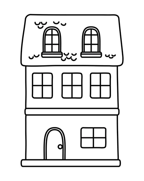 Maison isolée avec design de fenêtres — Image vectorielle