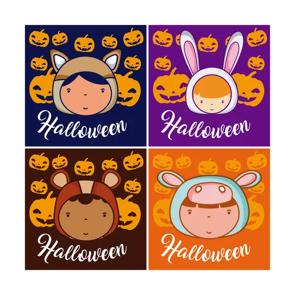 Set van halloween kaarten — Stockvector