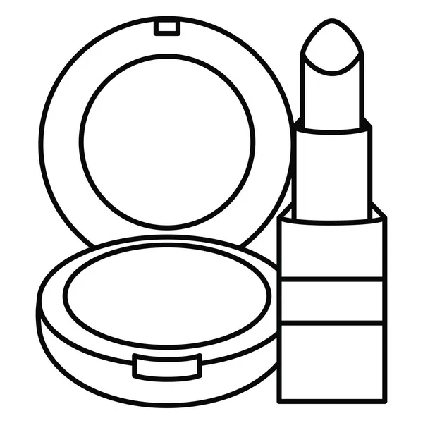 Läppstift och rouge pulver smink ritning — Stock vektor