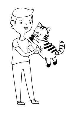 Kedi karikatür tasarımı ile çocuk