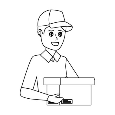 teslimat servis işçisi karikatür