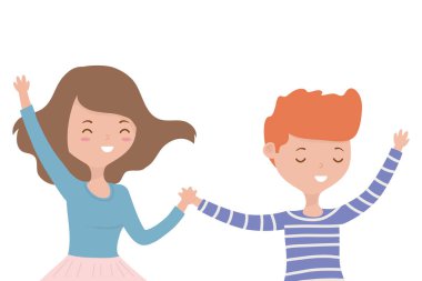 Genç çocuk ve kız karikatür tasarım