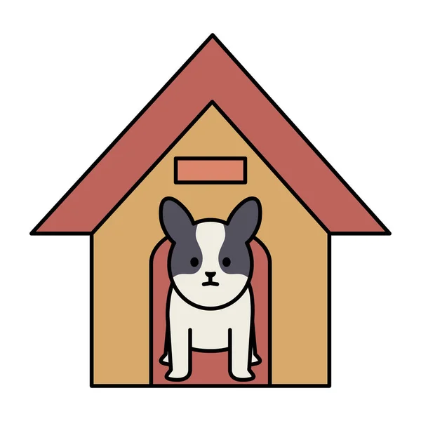 Perrito adorable con casa de madera — Archivo Imágenes Vectoriales