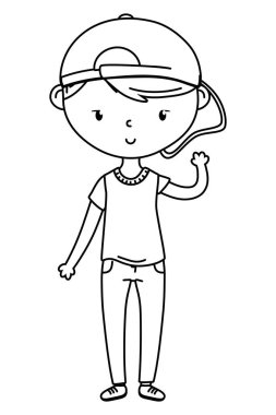 Genç çocuk karikatür tasarım vector Illustrator