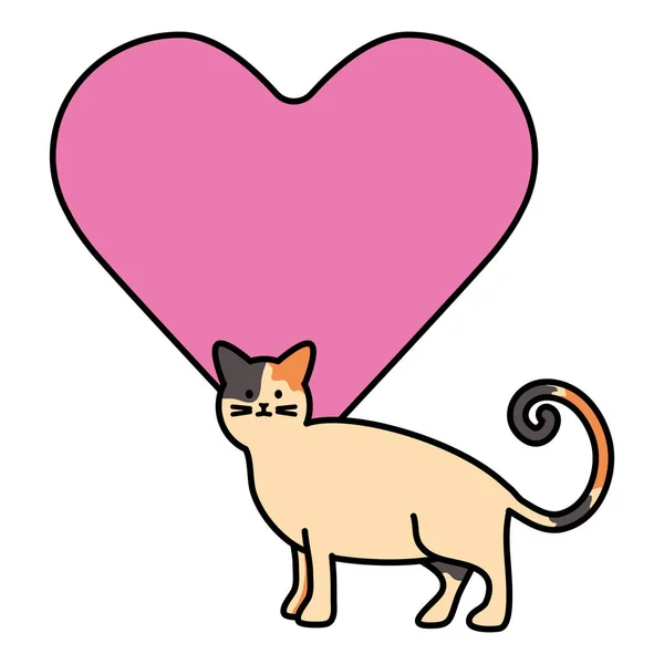 Χαριτωμένο μασκότ γάτα αξιολάτρευτο με την καρδιά — Διανυσματικό Αρχείο