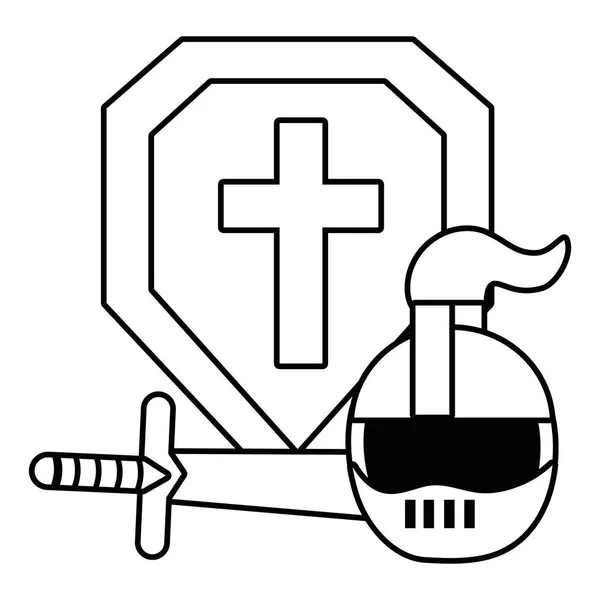 Isolierte Schildhelm und Schwert Design Vektor Illustration — Stockvektor